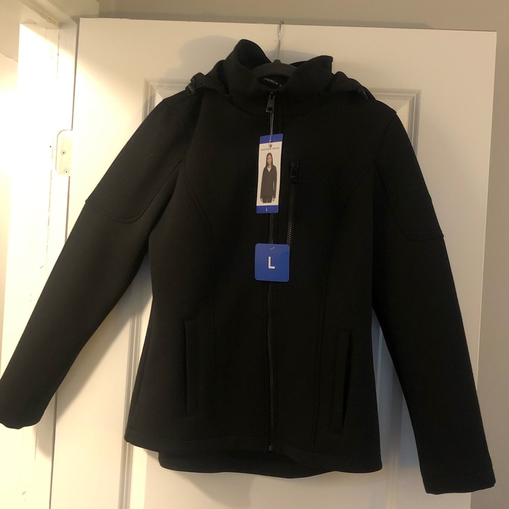 Black Andrew Marc zip up jacket, size Large